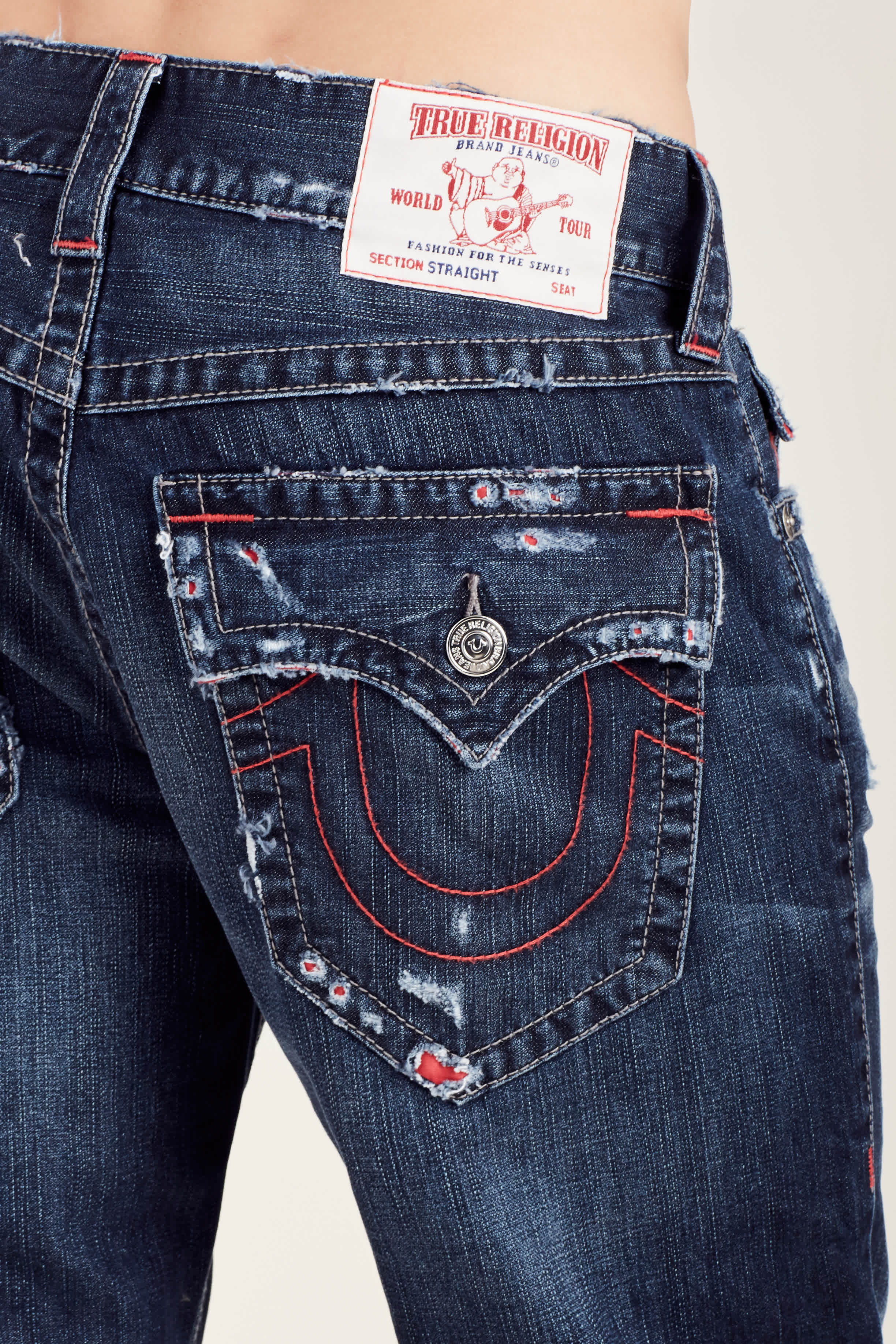 Straight Flap Red Stitch Mens Jean Blue True Religion