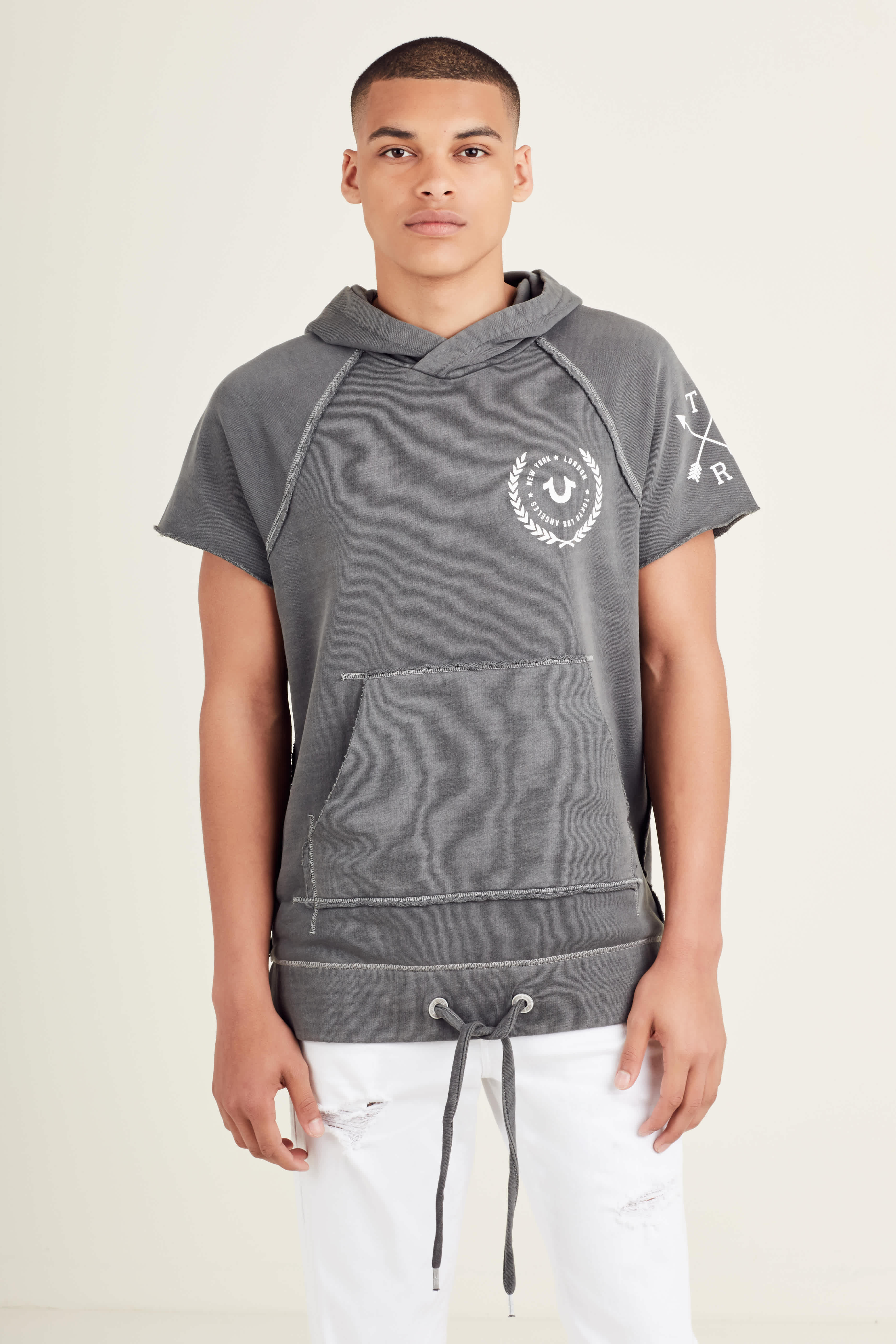 True religion short sleeve hoodie top
