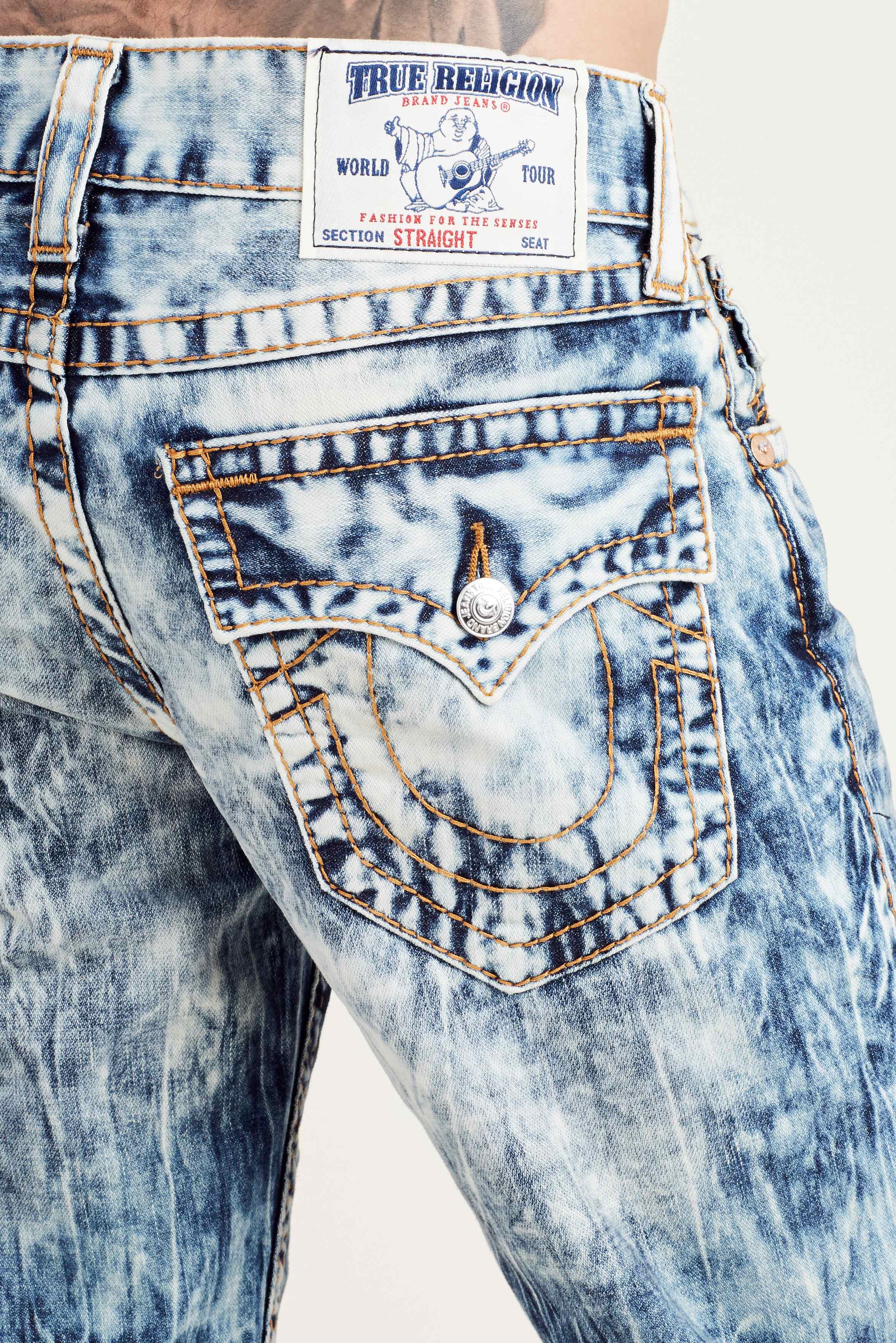★TRUE RELIGION★ STRAIGHT デニム 刺繍 RICKY EMBROIDERED POCKET STRAIGHT JEAN - JACKKNIFE DARK WASH