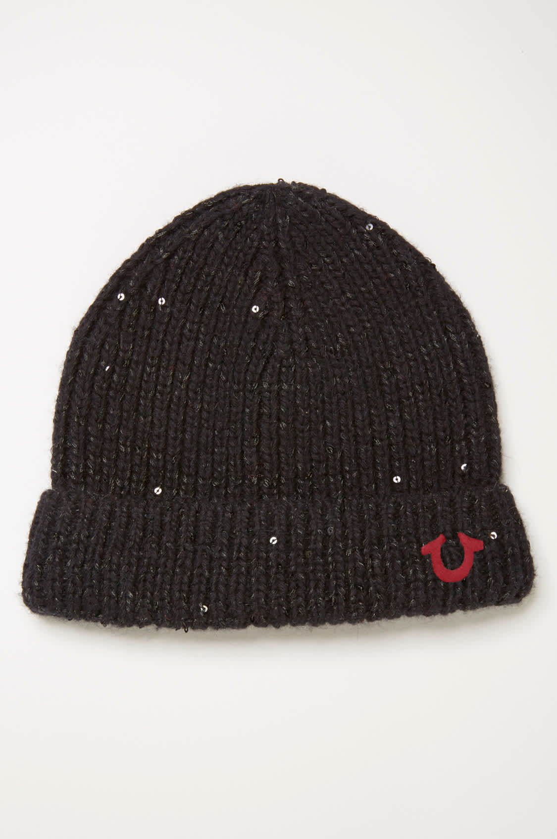 TRUE RELIGION Women’s RED Knit Beanie Hat w/ Sequins Cashmere /Wool blend BNWT True Religion Bedazzled Beanie Hat Red Horseshoe Rhinestones  main image 2