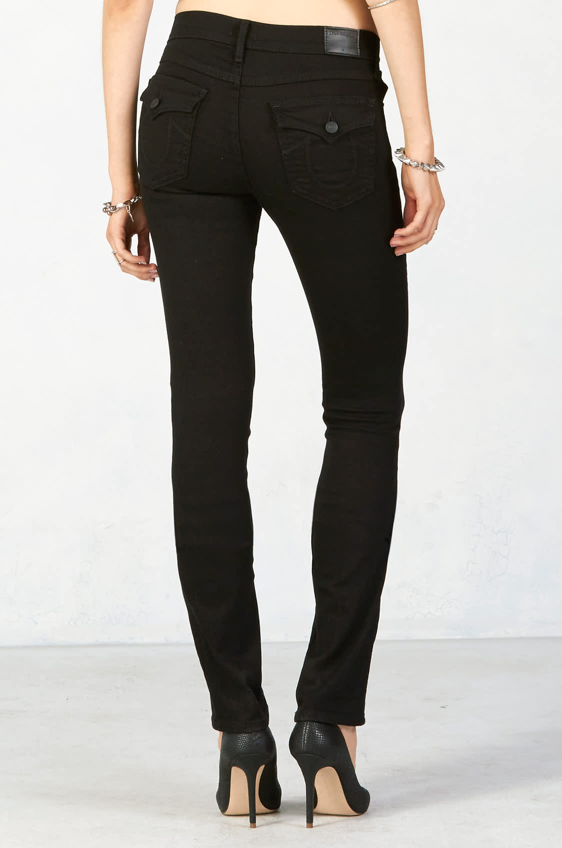 TRUE RELIGION STRAIGHT 36インチ True Religion Ricky Big QT Stitch Straight Flap Jean, Black