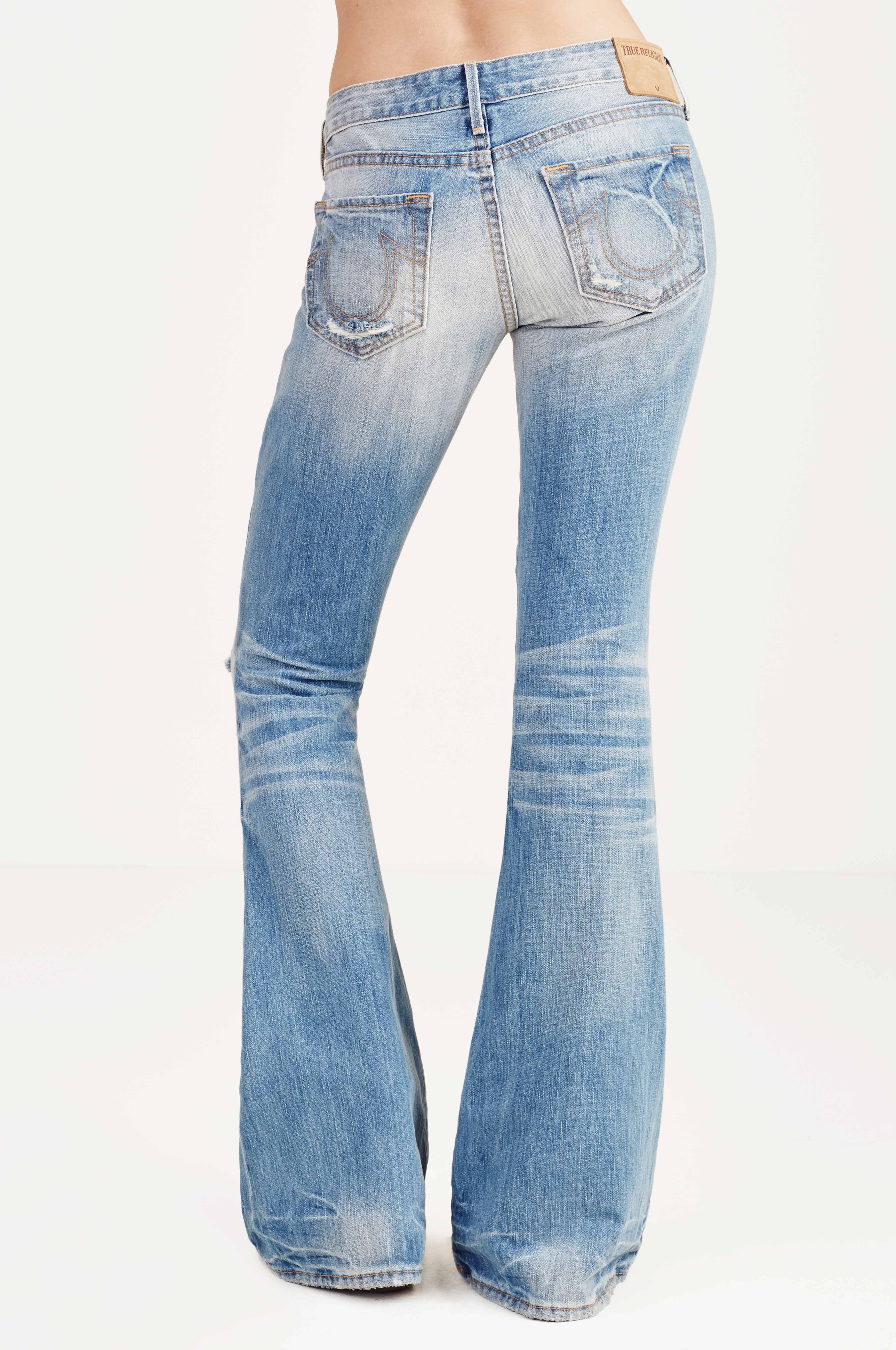 KARLIE LOW RISE BELL BOTTOM WOMENS JEAN Blue True Religion
