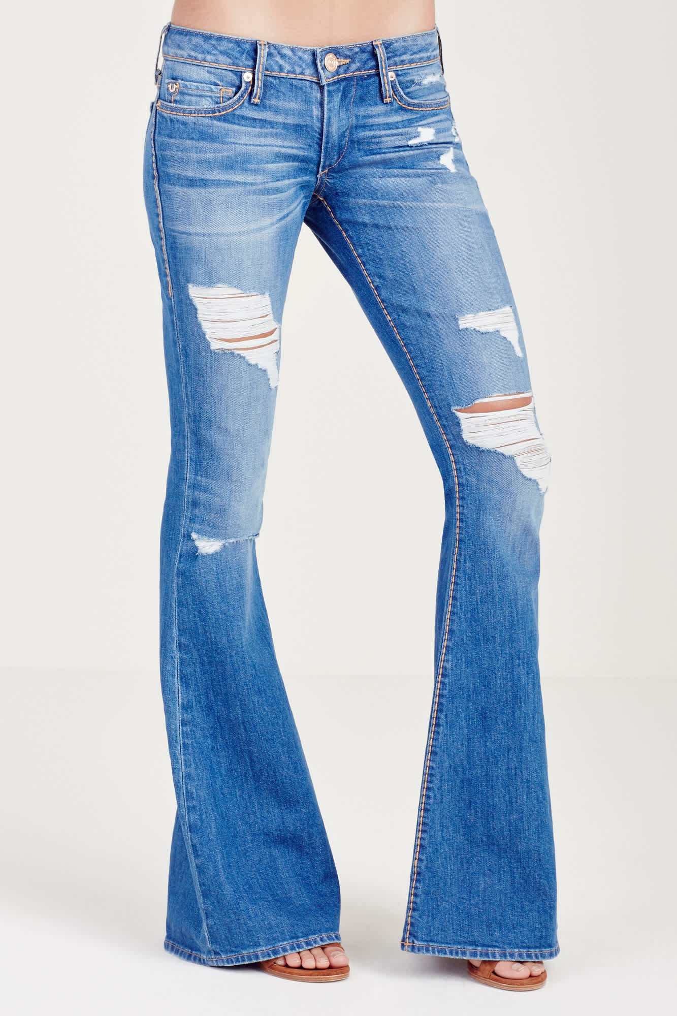 KARLIE LOW RISE BELL BOTTOM SUPER T WOMENS JEAN Blue True Religion
