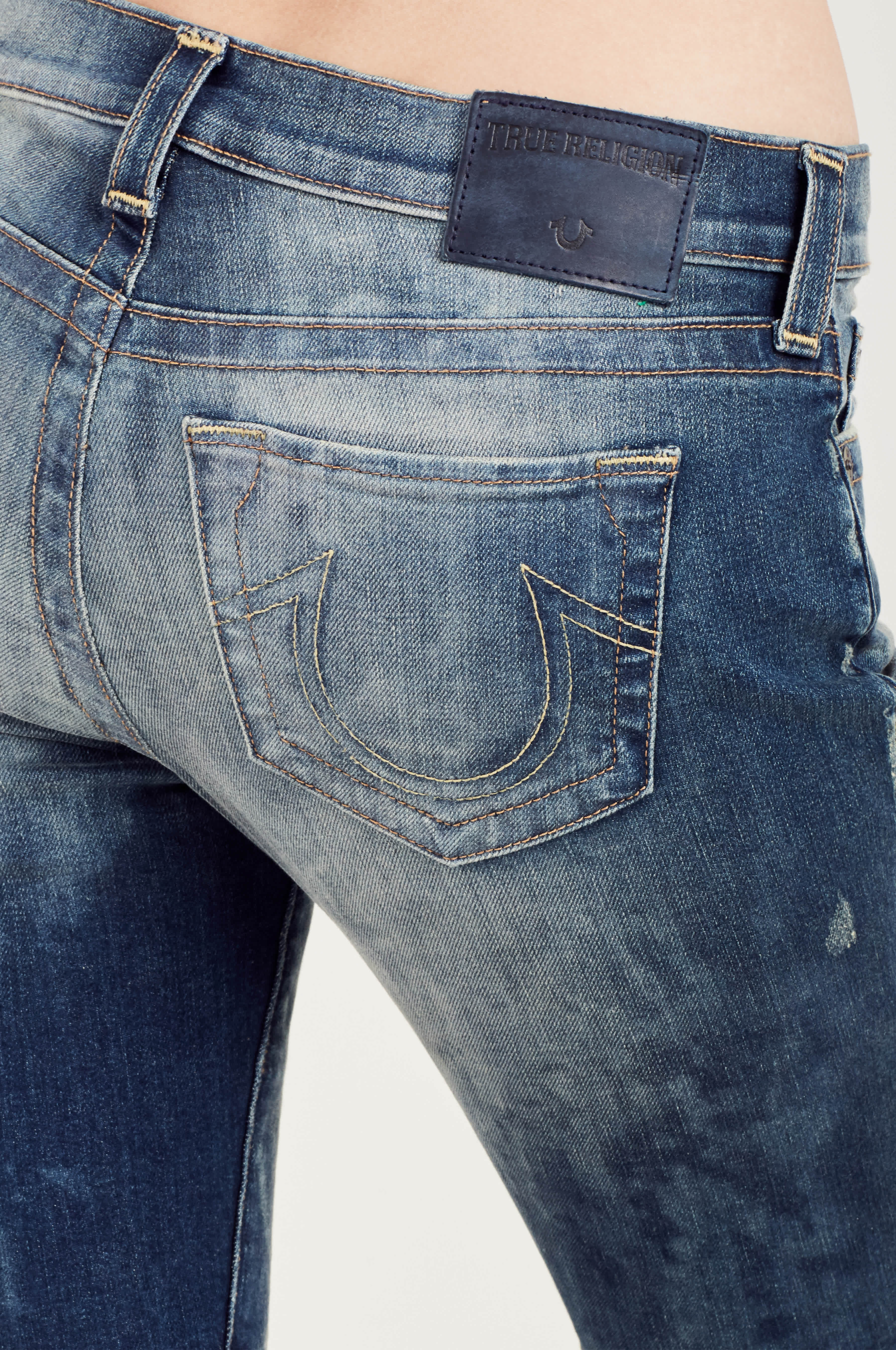 HALLE SUPER SKINNY MOTO WOMENS JEAN Blue True Religion