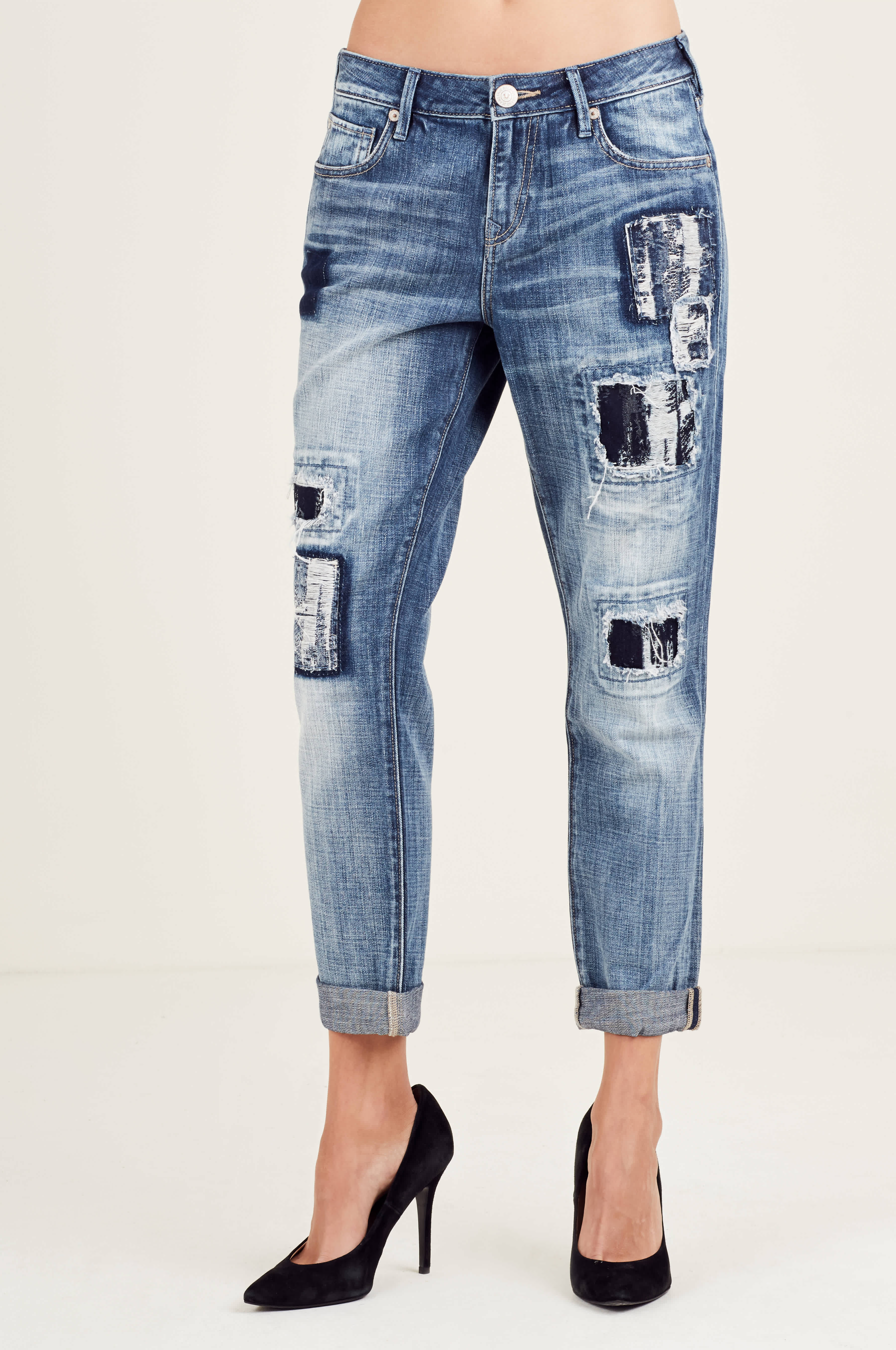 CAMERON BOYFRIEND JACQUARD PATCH WOMENS JEAN