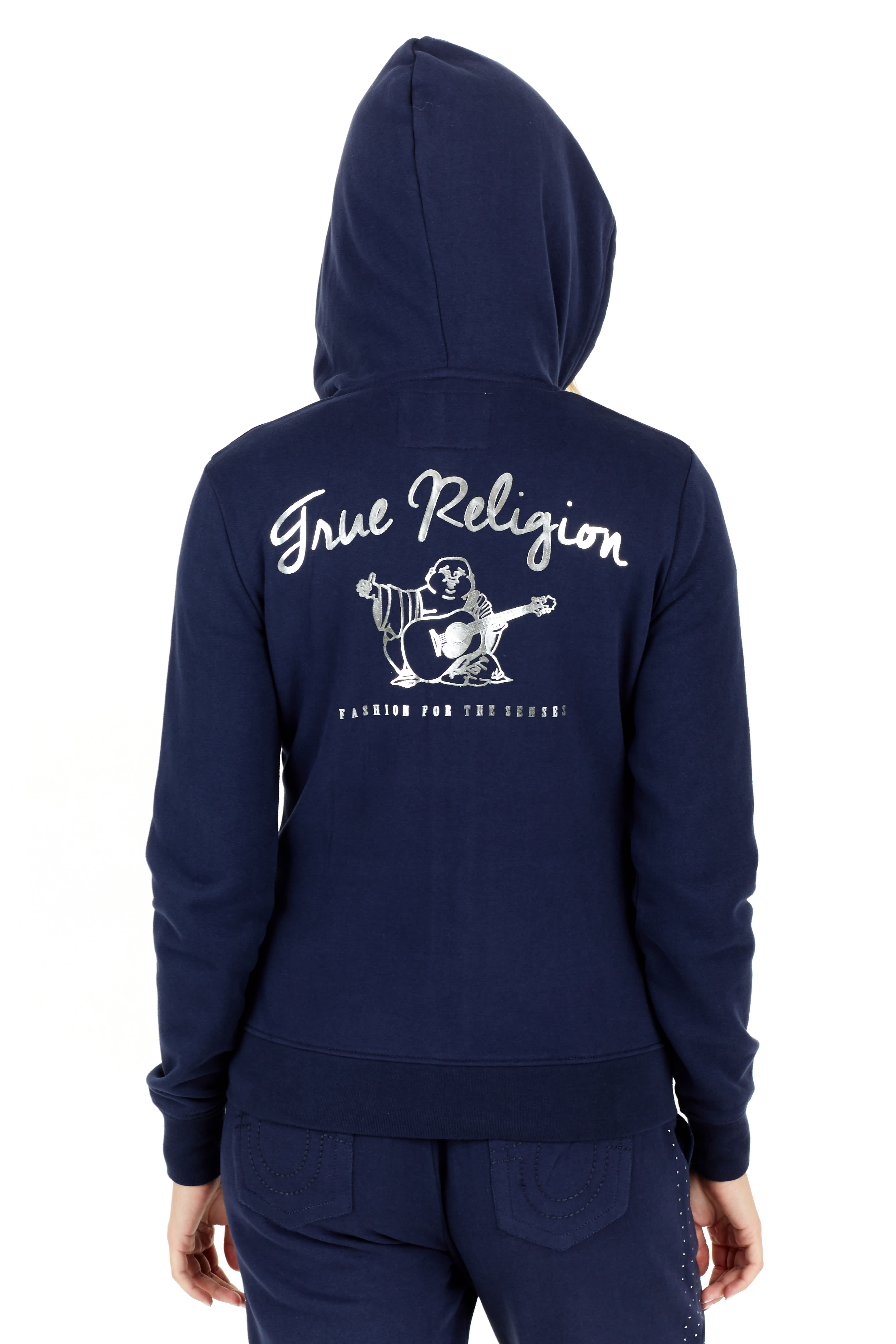 True Religion Hoodie Men Medium Blue Navy Buddha Classic