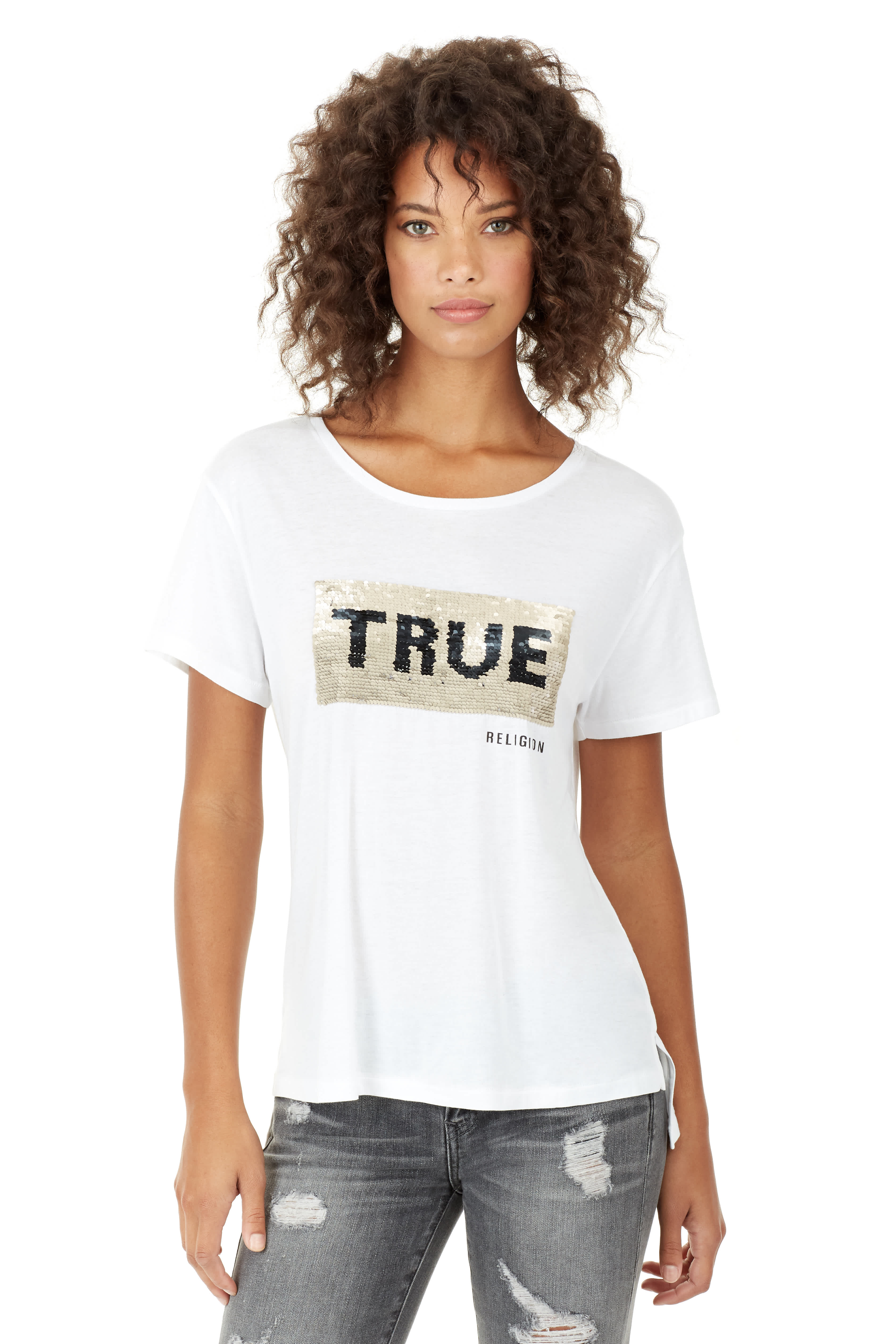 WOMENS DOUBLE SIDED SEQUINS TEE