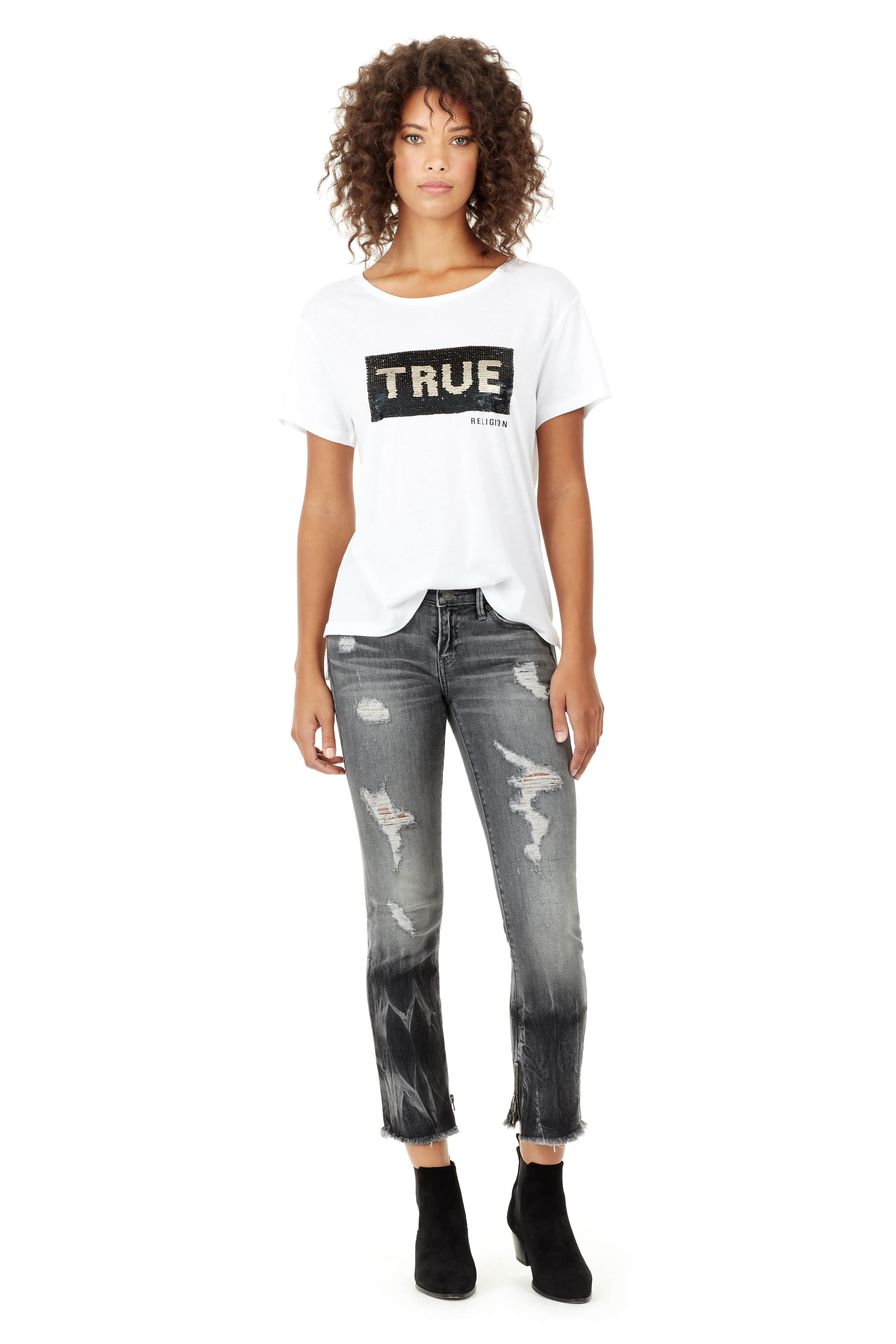WOMENS DOUBLE SIDED SEQUINS TEE