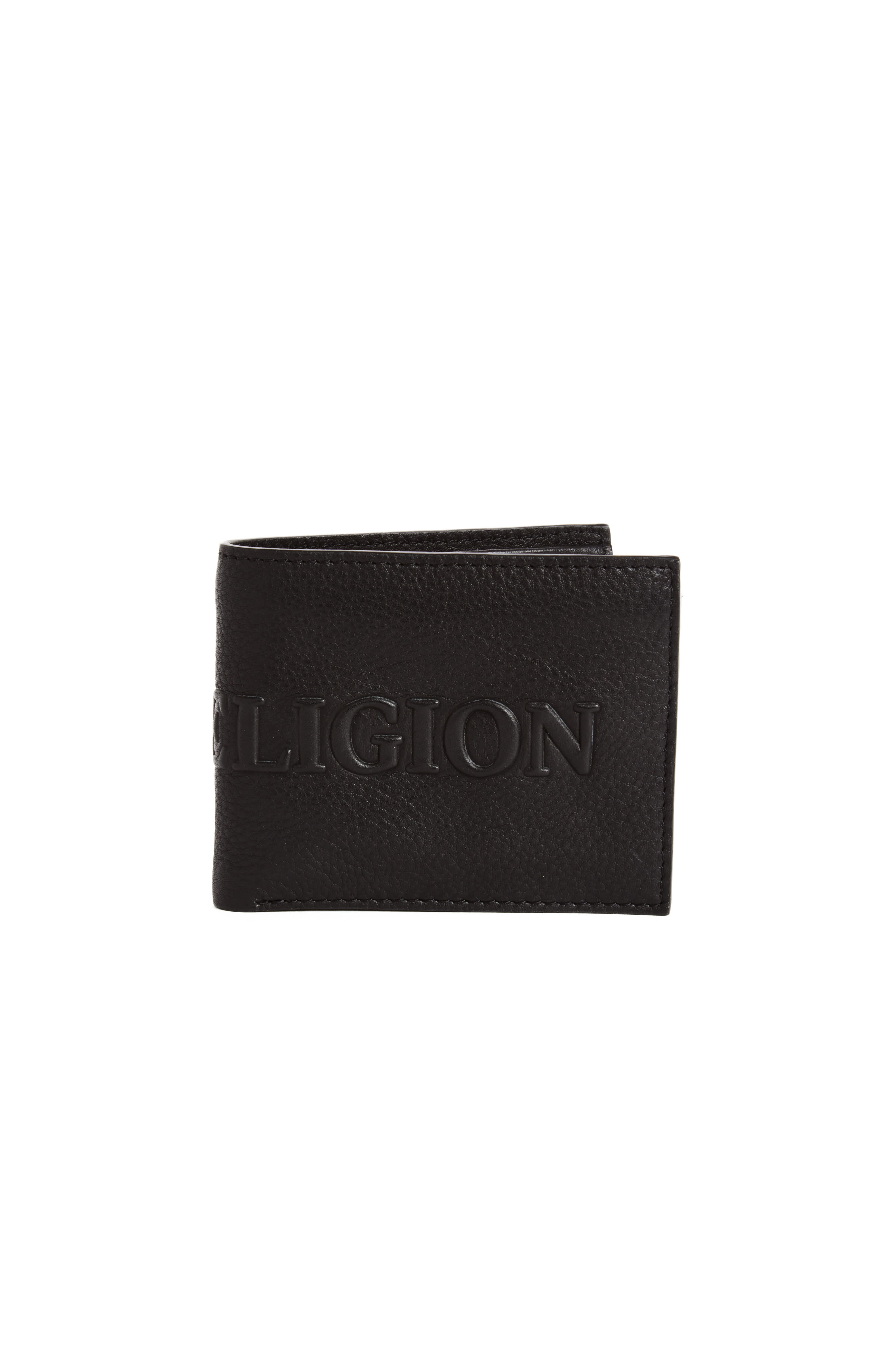 EMBOSSED LEATHER UTILITY BIFOLD WALLET